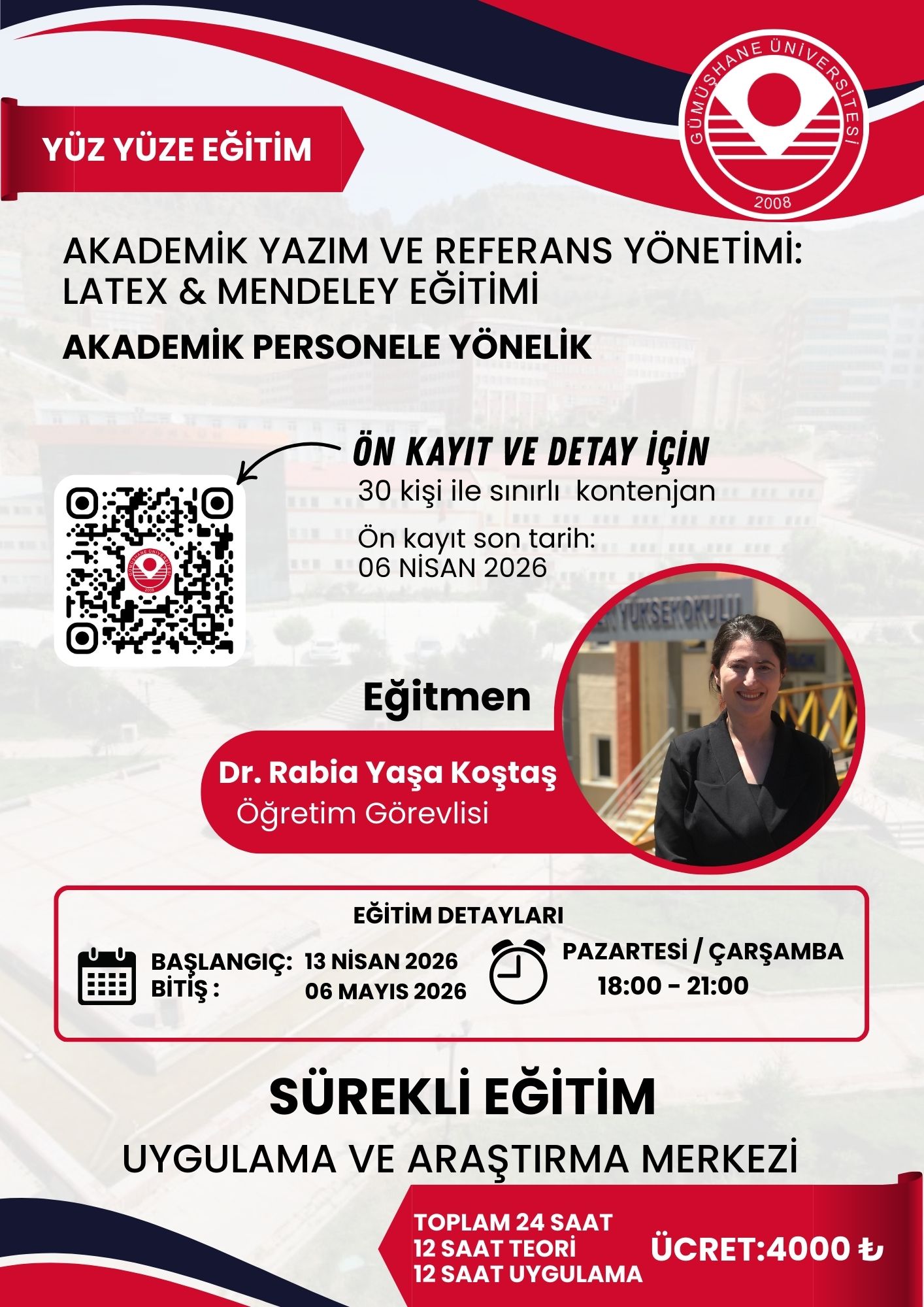 Akademik Yazım ve Referans Yönetimi: LaTeX & Mendeley (Başvuru Süresi Uzatıldı, Eğitim Tarihleri Güncellendi)